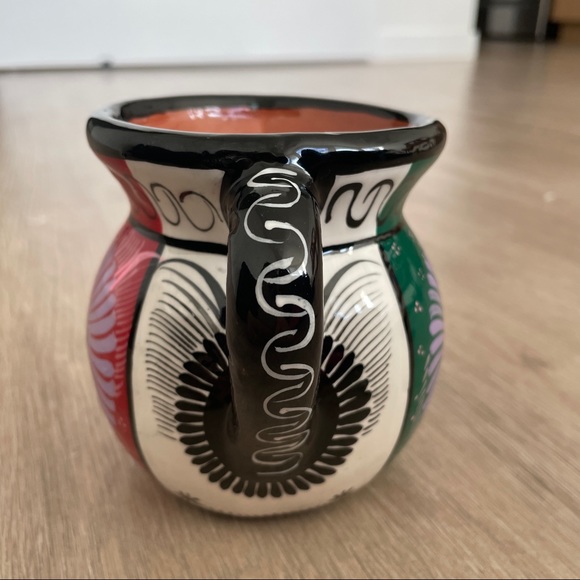 Mexican ceramic pitcher / mug with multicolor Talavera designs - Picture 4 of 9